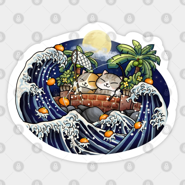 Chubby Cats Lantern Festival Fishing Orange Sticker by Takeda_Art